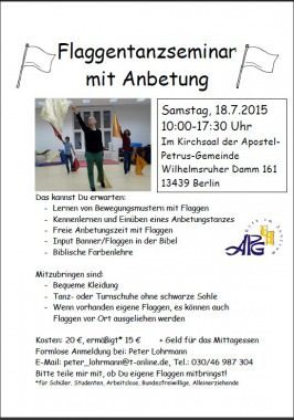 Flaggentanzseminar Berlin mit Anbetung, Kleines oder selbst organisiertes Event, Berlin