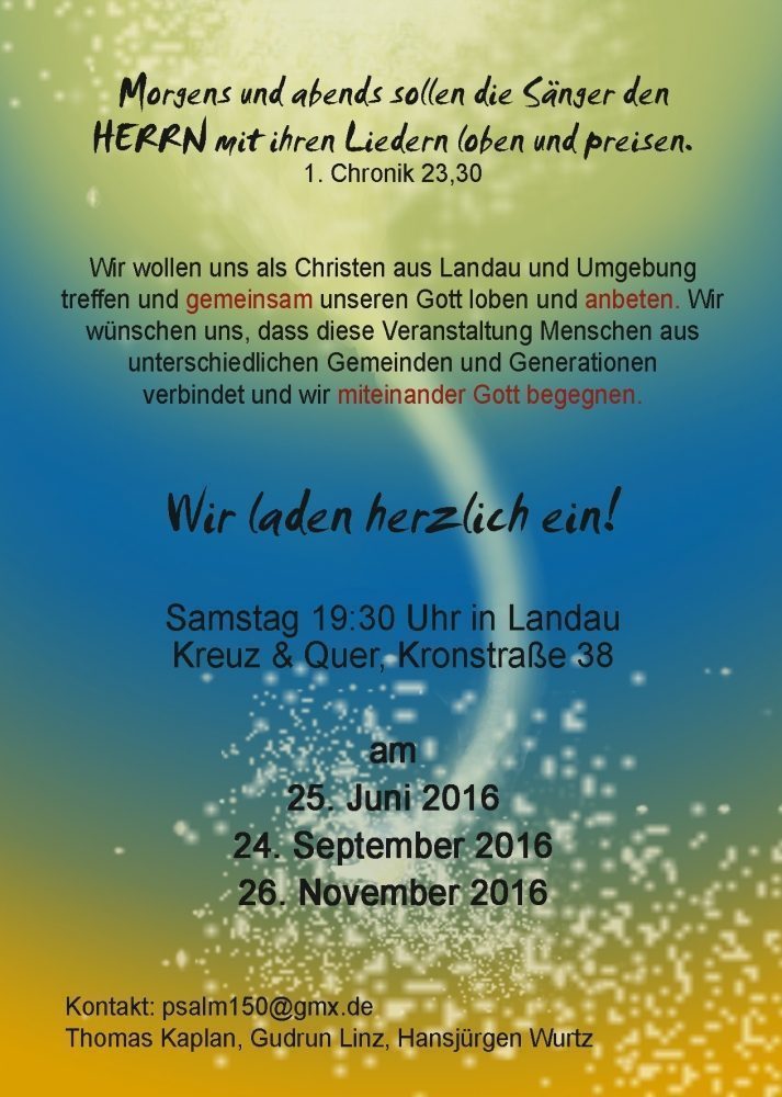 Lobpreisabend in der Kneipe Kreuz & Quer - besonderer Gottesdienst - Landau