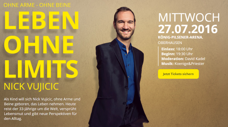 Nick Vujicic / Ohne Arme, ohne Beine - Leben ohne Limits - Großveranstaltung - Oberhausen