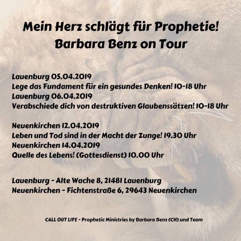 Ermutigertage mit Barbara Benz (Schweiz) - besonderer Gottesdienst - Fichtenstraße 6, 29643 Neuenkirchen - Freie Christengemeinde Neuenkirchen