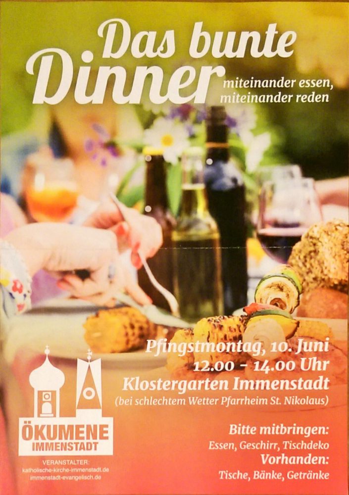 Das bunte Dinner - Gruppenevent - Klostergarten nähe Marienplatz in Immenstadt - Evangelisch Lutherische Gemeinde Immenstadt-Blaichach