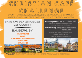 Event für christliche Singles am Samstag, den 25.03.23 in Bamberg mit Stadtführung & Schifffahrt ohne Verpflegung  ( Es sind noch Plätze frei ), Gruppenevent, BAMBERG, Bayern