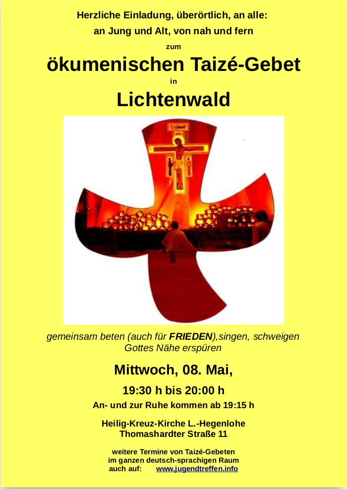 ökumenisches Taizé-Gebet - besonderer Gottesdienst - Lichtenwald