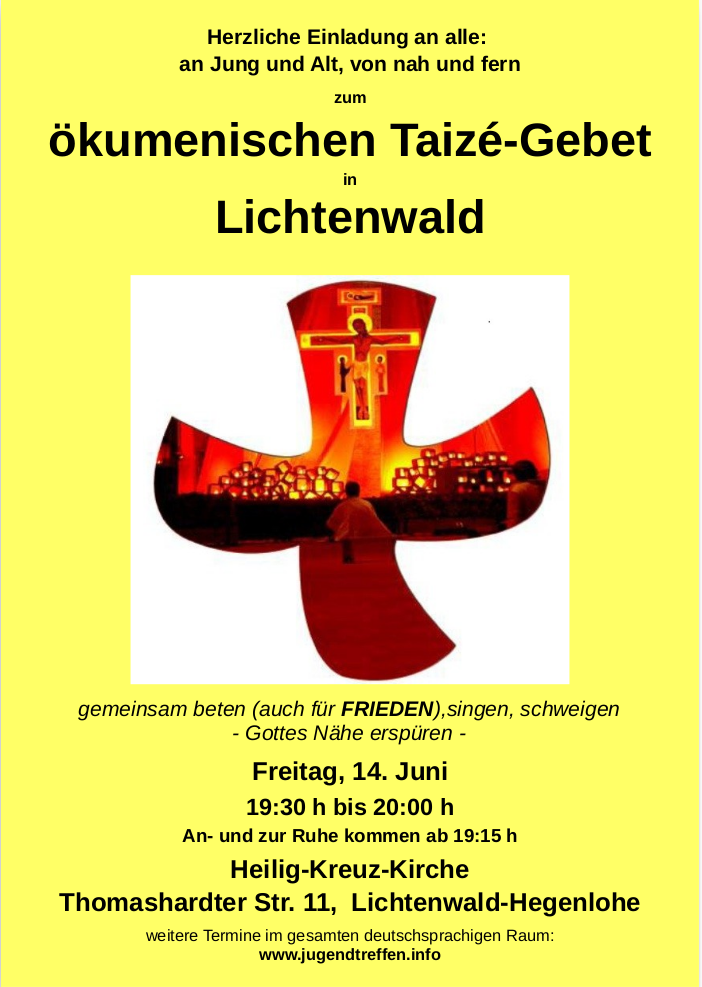 ökumenisches Taizé-Gebet - besonderer Gottesdienst - Lichtenwald