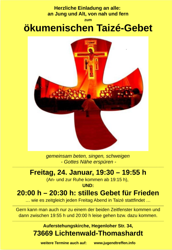 ökumenisches Taizé-Gebet - besonderer Gottesdienst - Lichtenwald